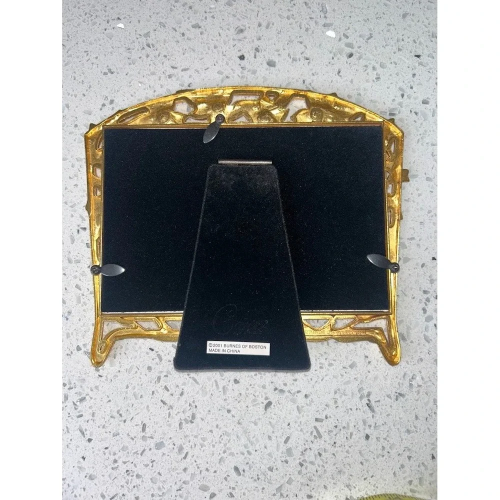 Carr Frames Gold Tone Enamel Floral‎ 4x6 Picture Frame Crystal Accents C70064